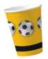 Preview: Pappbecher Fussball schwarz/gelb 0,2