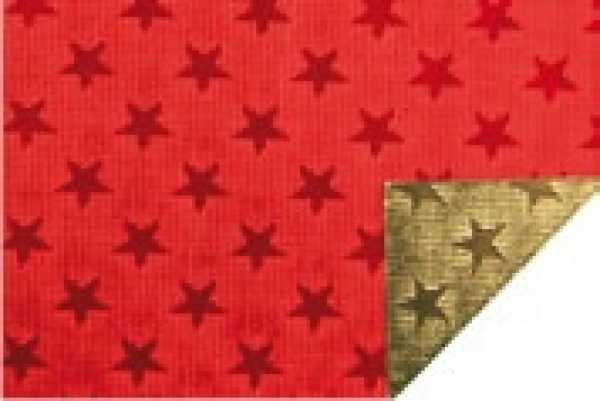 Alu-Doppel-Folie Sternprägung, rot/gold, 50 cm x 10 m