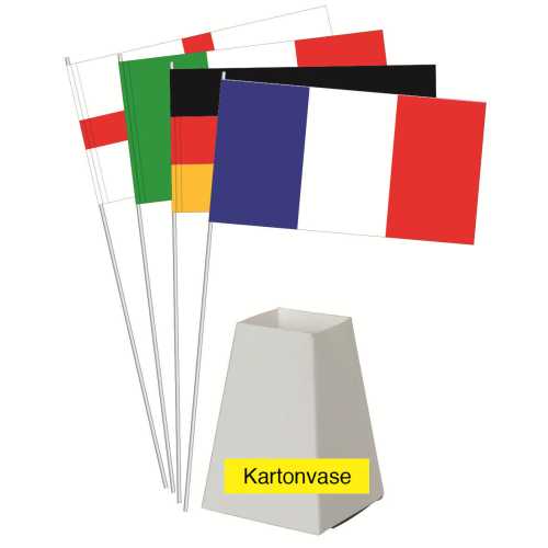 Fahnen-Set 24 EM-Teilnehmer mit 1 Kartonvase