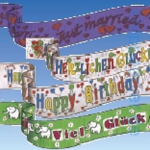 Dekorationsbänder Nachfüllrolle, "Happy Birthday"