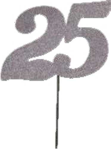 10 x single number 25 silver 6.5 x 9.5 cm
