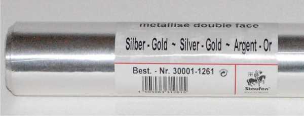 Alu-Doppel-Folie glatt, silber/gold, 50 cm x 10 m