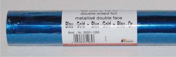 Alu double - sided, plain,  50cm x 10m, blue-gold