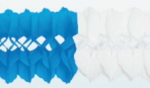 Greater Two-color tissue paper garland, blue / white