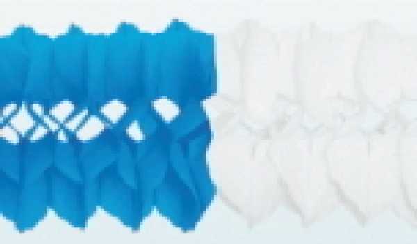 Großraum Zwei-Color-Seidenpapiergirlande, blau/weiß, 25 x 25 cm, 6,5 m