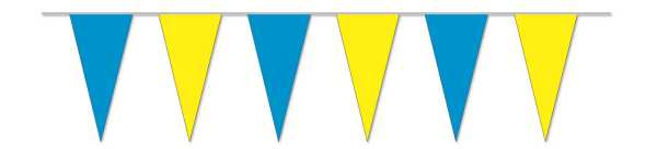 Bunting blue / yellow, 10 m long, 30 pointed pennant
