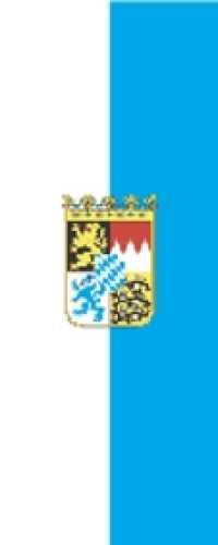 Banner-Fahne 1,50 x 4,00 m, blau/weiss mit Wappen