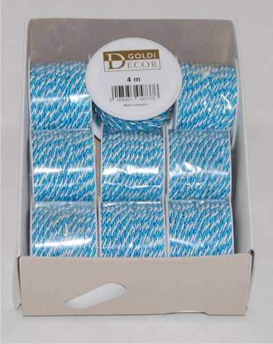 Kordel weiss-blau, 3 mm, 4 m Rolle