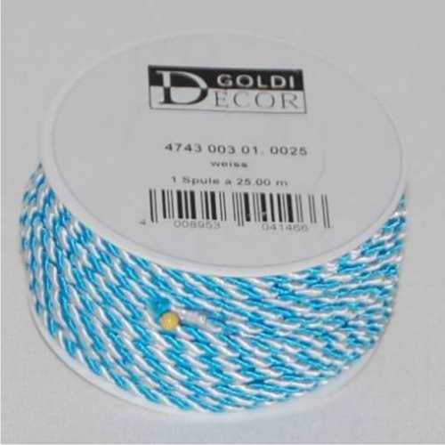 Kordel weiss-blau, 3 mm, 25 m Rolle
