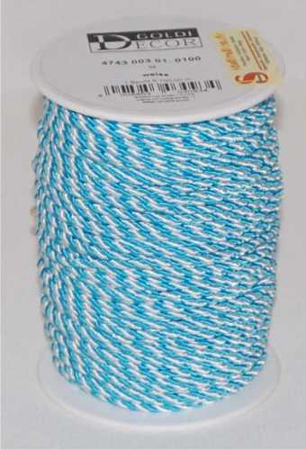 Kordel weiss-blau, 3 mm, 100 m Rolle