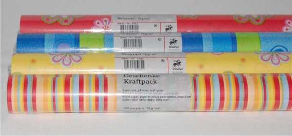 Natron-Kraftpapier, Romantic Flowers, 100 cm x 4 m