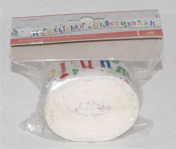 Dekorationskreppband, "Herzlichen Glückwunsch"