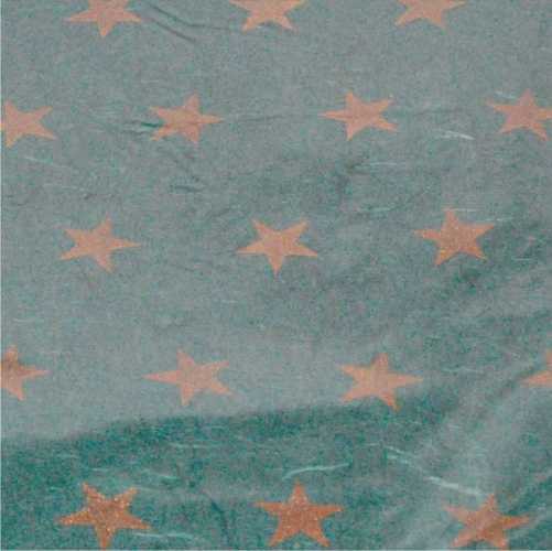 Straw silk print stars, 50 x 70 cm, moss/gold