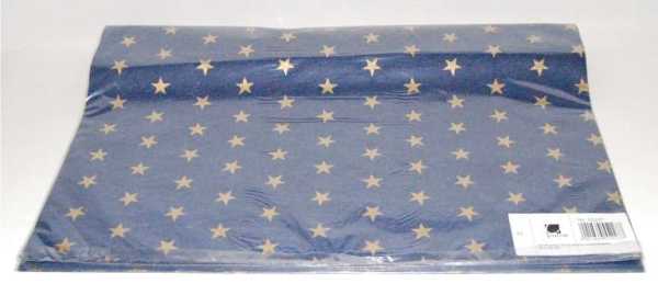 Strohseide Print Sterne, 50 x 70 cm, marine/gold, 10 Bogen