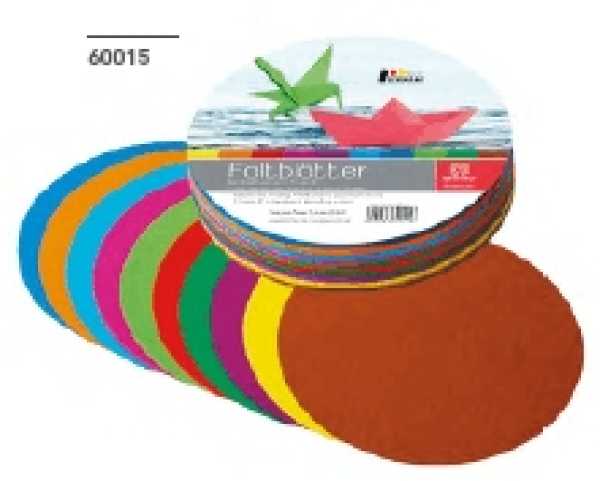 Origami Faltblätter 500 Bg. 15 cm Ø rund, 10 Farben sort.
