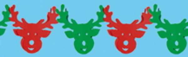 Reindeer garland green-red