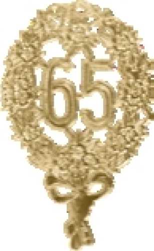 Jubiläumszahl "65" gold 8 x 12 cm