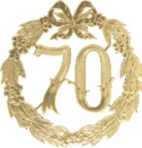 10 Festliche Zahlen "70", gold, 13 cm