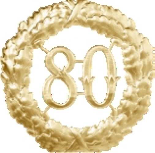 Jubiläumskränze "80", gold, 40 cm Ø