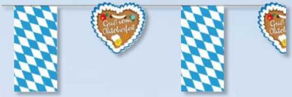 Fahnenkette "Raute blau/weiß im Wechsel mit Lebkuchen 4m lang