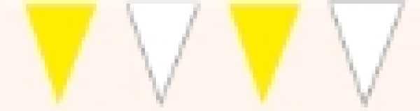 Pennants yellow / white, 10 m long, 30 pointed pennant