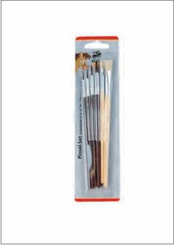 Pinselset, 4 Haarpinsel, 2 Borstenpinsel