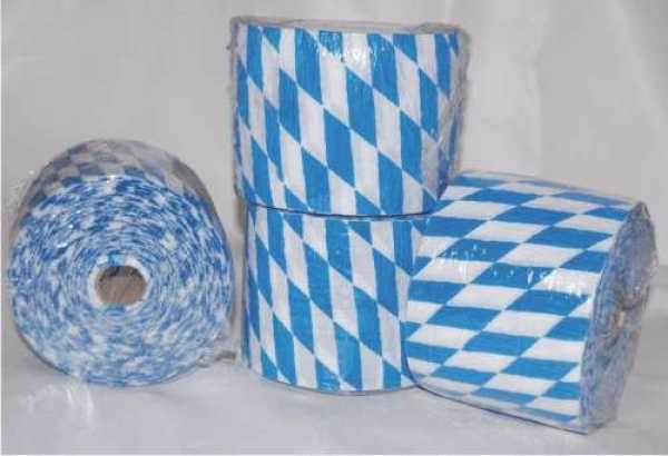 Flaggenkrepp, 10 cm x 25 m, Rauten blau-weiß