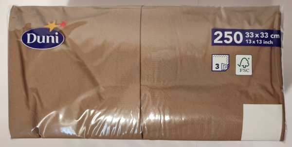Duni Servietten café, 33 x 33 cm, 1/4 gefalzt, 250 Stück im Pack