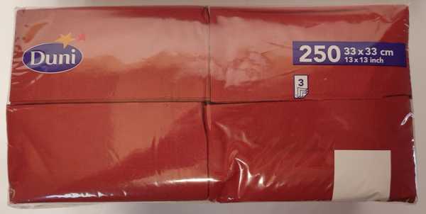 Duni Napkins Bordeaux 33 x 33 cm, 1/8 folded, 250 per pack
