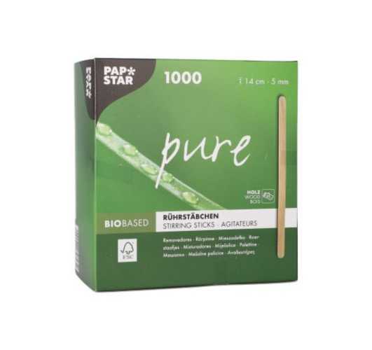 1000 stirring sticks, wood "pure" 14 cm x 5 mm