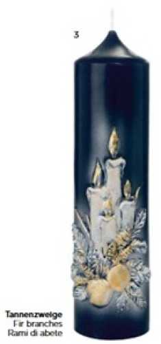 Relief-Weihnachtskerze "Tannenzweige"