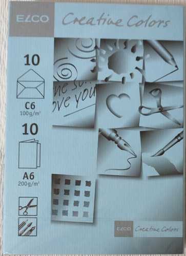 Envelope C6 light blue, 80 g/m², gummed, with folding card A6 and insert, 10 pieces in a pack