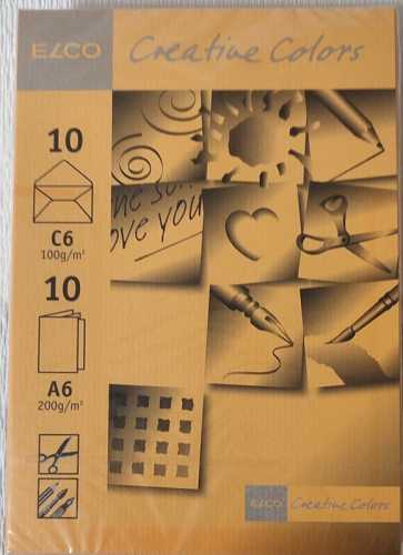 Briefhülle C6 orange, 80 g/m², gummiert, mit Klappkarte A6 und Einleger, 10 Stück im Pack