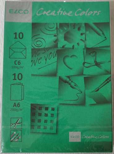 Briefhülle C6 grün, 80 g/m², gummiert, mit Klappkarte A6 und Einleger,10 Stück im Pack