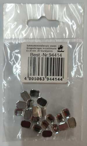 Glitzersteine, Octagon, kristall, 6 x 8 mm