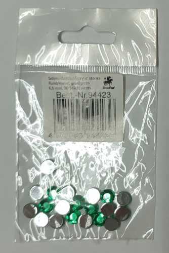 Glitzersteine, rund, grün, 6,5 mm