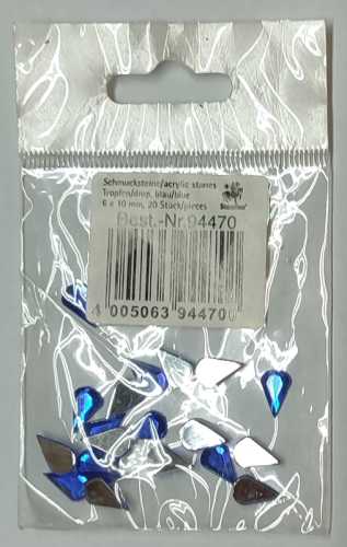 Glitzersteine, Tropfen, blau, 6 x 10 mm