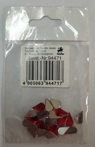 Glitzersteine, Tropfen, rot, 6 x 10 mm