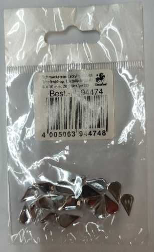 Glitzersteine, Tropfen, kristall, 6 x 10 mm