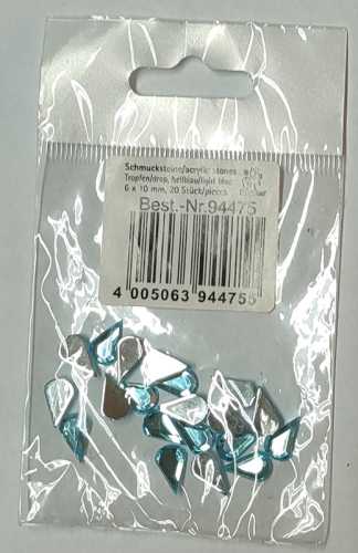 Glitzersteine, Tropfen, hellblau, 6 x 10 mm