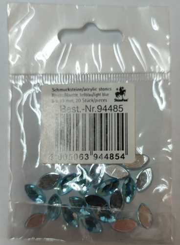 Glitzersteine, Navette, hellblau, 5 x 10 mm