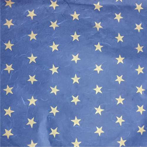 Strohseide Print Sterne, 50 x 70 cm, marine/gold, 10 Bogen