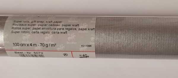 Natron-Kraftpapier, Silber, 100 cm x 4 m