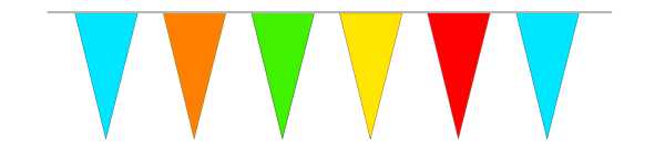 Wimpelketten Papier, bunt, 10 m lang, 40 Spitzwimpel