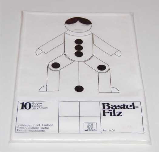 Bastelfilz, 10 Bogen, 20 x 30 cm, 1 mm, weiß