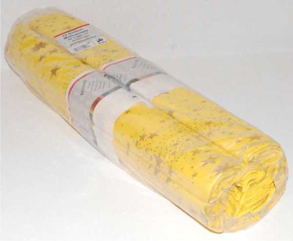 pattern fine crepe, golden stars on yellow, 10 rolls