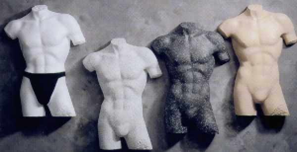 Herren-Torso, flach, weiß 4 Stück