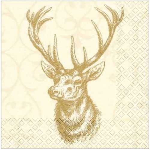Napkin deer gold, 25 x 25 cm