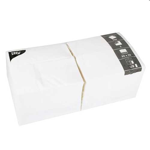 Servietten, 3-lagig 1/8-Falz 33 cm x 33 cm weiss