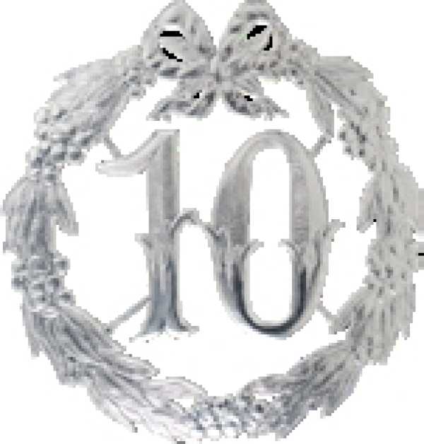 10 Festliche Zahlen "10", silber, 13 cm